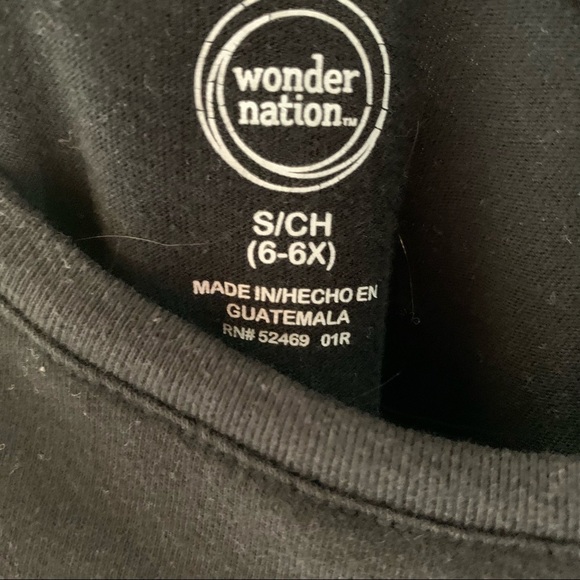 Wonder Nation Black Long Sleeve Crew Neck T Shirt Top Girls 6-6X. - Picture 3 of 6